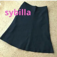 sybilla シビラ　膝丈スカート　膝丈　織柄　マーメイド　ブラック　レーヨンのサムネイル