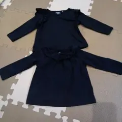 ブラックフリル長袖Tシャツ2枚セット 90cm 95cm