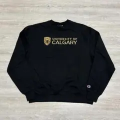 Champion L相当 カナダカルガリー大学 刺繍 スウェット トレーナー 黒