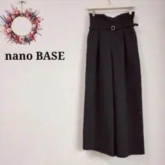 ナノベース◇イージーパンツ タック ベルト付 ワイドパンツ ゆったり 36