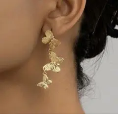 ピアス 蝶 バタフライ ゴールド ウェディング お呼ばれ　結婚式