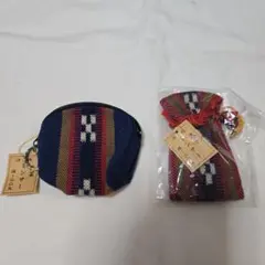 沖縄ミンサー　コインケース&ミニ巾着　2点セット