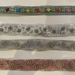 輸入　カラフルビーズ装飾リボンセット