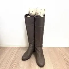 【訳あり美品✨】銀座かねまつ ギンザカネマツロングブーツ ブラウン23cm A9のサムネイル