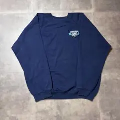 90s US製 Hanes 刺繍スウェット ネイビー XL 企業刺繍 ヘインズ