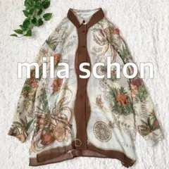 mila schon ミラショーン　シアーブラウス　シャツ　XL 総柄　長袖　夏のサムネイル