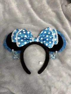 ディズニー カチューシャ ミニーちゃん　水色 レース イヤリング　レア