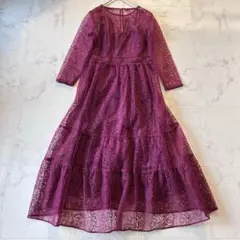 美品✨ LILY BROWN チュール刺繍レースドレス パープル オケージョン