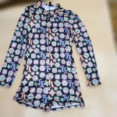 カラフル花柄ジップアップワンピース水着