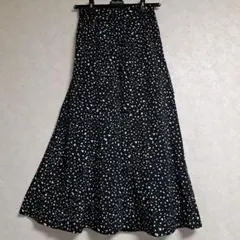 GRL ブラックドットフレアスカート M