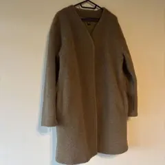 UNIQLOブラウン フリース ノーカラー オーバーサイズジャケット　Lサイズ