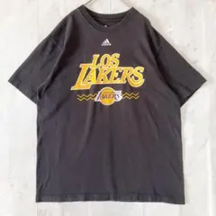 adidas Lakers 半袖Tシャツ ビッグロゴ M ブラック 古着