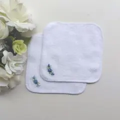 お嬢様用　ハンカチ2枚　ブルーローズ　お受験