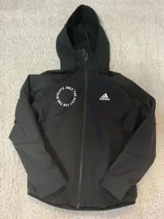adidas アディダス　フード付き黒アウター　ジャンパー　スポーツウェア　M