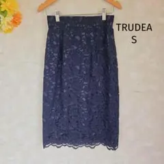 トルディア TRUDEA レースタイトスカート S 紺 膝下丈 キレイめのサムネイル