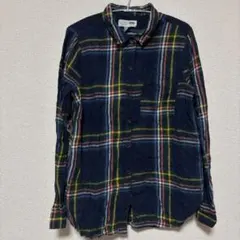 【L相当】OLD NAVYレギュラーカラー長袖シャツ マルチカラー羽織 チェックのサムネイル