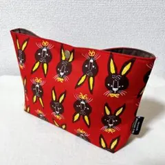 ハンドメイド バックインポーチ レトロラビット レッド