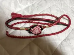 振袖用　帯締め　赤・黒　花