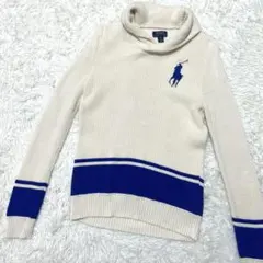 POLO RALPH LAURENポロラルフローレン　ニット白×青ビッグポニー