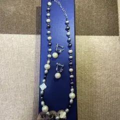 jinka nezu 淡水パール白黒　ネックレス　イアリング