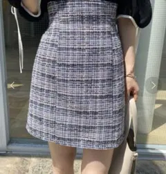 バックリボンツイードミニスカート ナイスクラップ NICE CLAUP