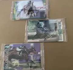 サイン入り競馬トレーディングカード3枚セット