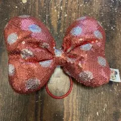 ミニーマウス風スパンコールリボンヘアバンド
