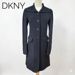 ダナキャランニューヨーク 上質ウールアンゴラ ロングコート 細身M ブラック