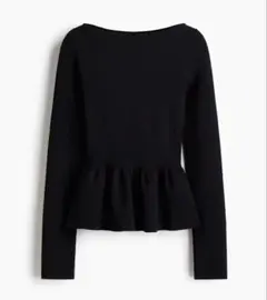 【新品未使用】H&M ブラック ペプラムニットトップス 長袖 新品
