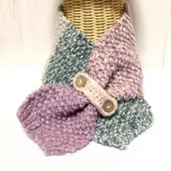 パステルカラー 手編みニットマフラー5色