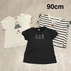 ボーダーTシャツ　白Tシャツ　チャコール　保育園着