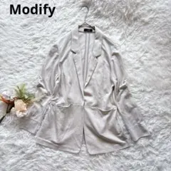 モディファイ テーラードジャケット L グレージュ 羽織り　日本製 上品　通勤