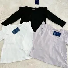 新品　フリル　長袖Tシャツ　3枚セット 100cm 綿　ロンT