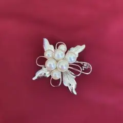 パール フラワー ブローチ 小ぶり シルバー 上品 卒入学 アクセサリー