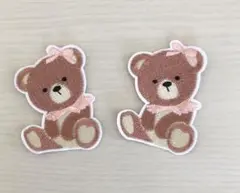 刺繍ワッペン　くま　2枚　　　3339
