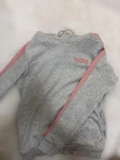 PUMA グレー パーカー Mサイズ ピンク ライン