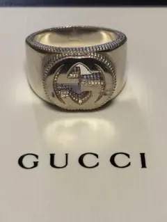 GUCCI】グッチ インターロッキングG リング 指輪 チェーン 紫 シルバー
