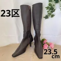 【一度のみ使用．美品】23区　レースアップ ショート ブーツ　23.5センチ レースアップ厚底ショートブーツ（ブーツ・ブーティ） | csT&P