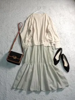 items アーバンリサーチ 異素材ドッキングスウェットティアード ワンピース