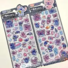 新品 ディズニー スティッチ ドロップシール 3D立体シール 2枚セット