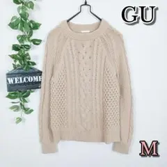 【GU】ジーユー ケーブル編みニットセーター M ベージュ