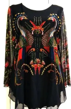 トクコプルミエブォルエジプト風柄シフォン風ノースリーブチュニック
