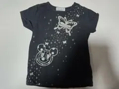 KLCケーエルシー 蝶 きらきらラメプリント Tシャツ 黒130cmのサムネイル