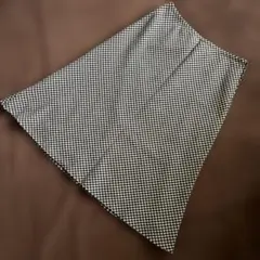 セミフレアスカートベージュ×黒チェックLLサイズ