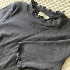 earth music&ecology フリル袖トップス S ネイビー