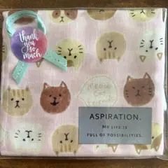 ダブルガーゼ マルチケース　ポケット付きハンカチ　サニタリーケース　ねこ柄