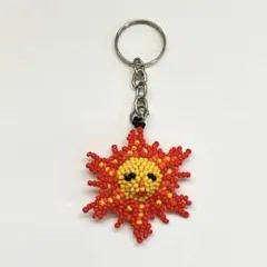 【値下げ】　太陽　ビーズキーホルダー　メキシコ雑貨　民芸　ハンドクラフト