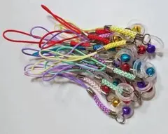 【50本セット】ストラップ紐/カラフルストラップ/鈴付き/編み込み紐タイプ