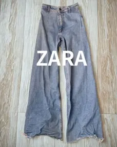 ZARA ワイドレッグデニム フリンジ加工