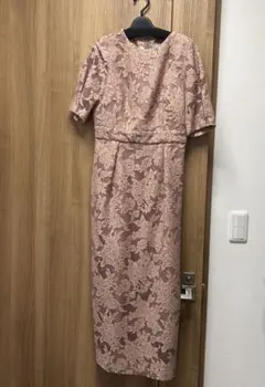 エメ　お呼ばれドレス　ジャカードレース袖付きタイトラインドレス